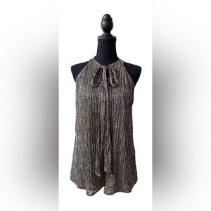 Worthington: Shimmering Silver Halter Top with Bow